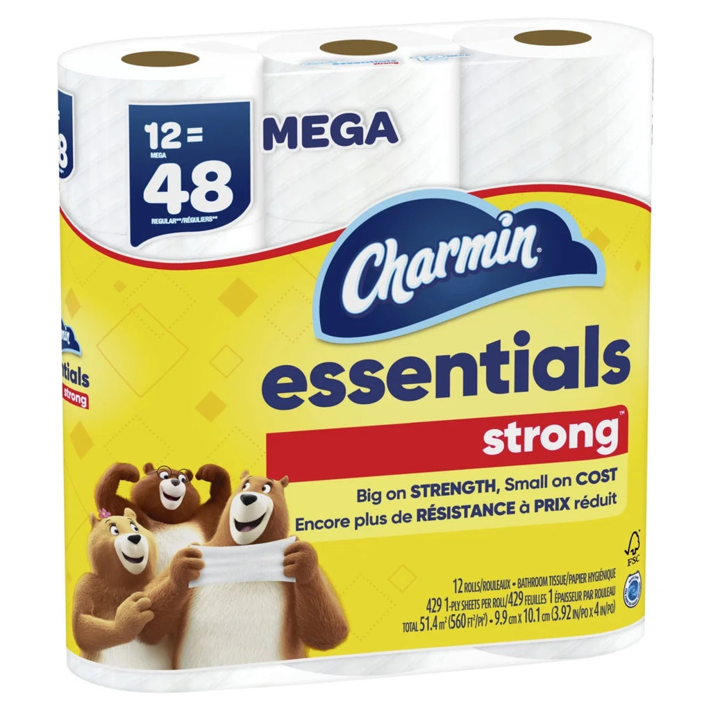 Essentials Strong Toilet Paper 6 Mega Rolls, 429 Sheets per Roll