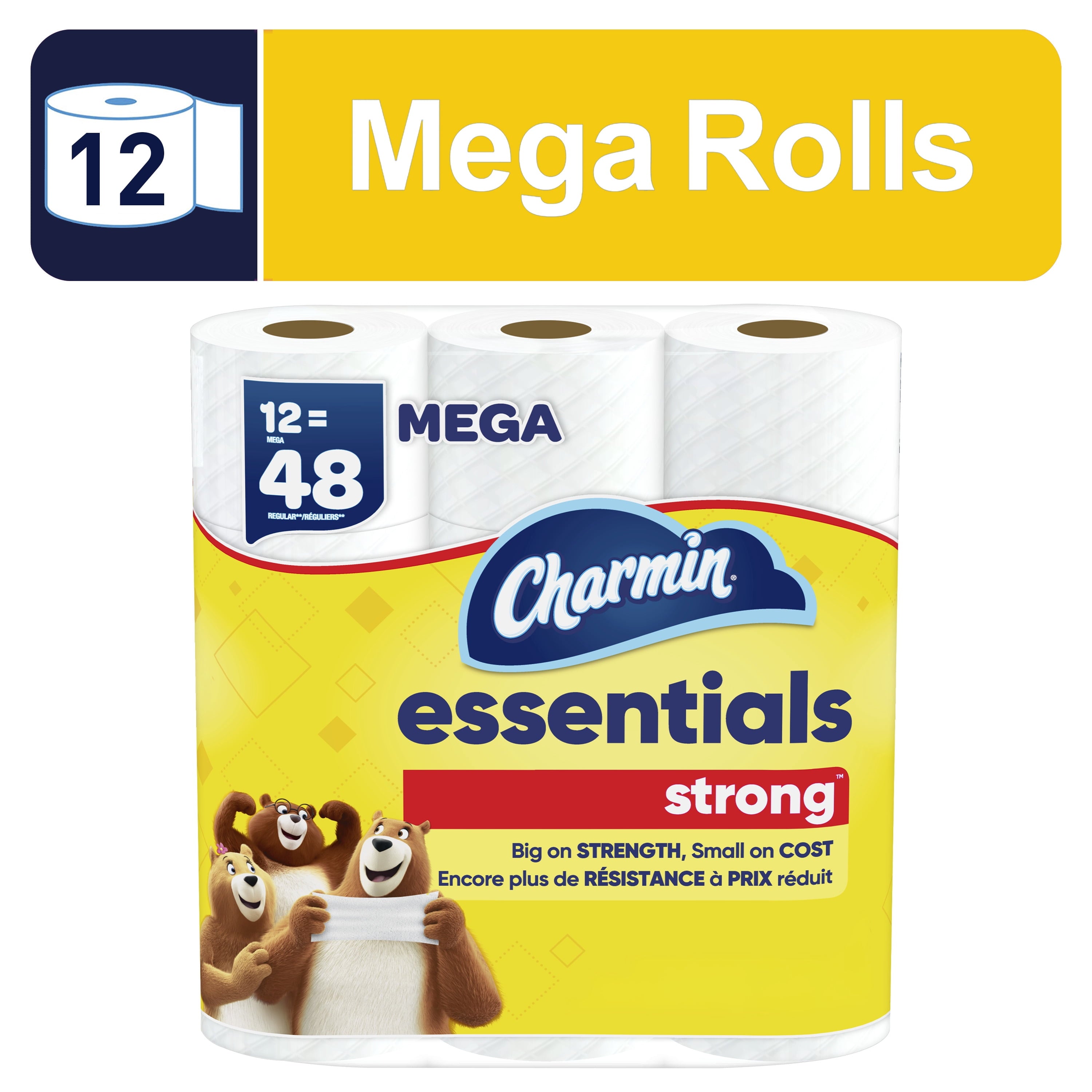 Essentials Strong Toilet Paper 6 Mega Rolls, 429 Sheets per Roll